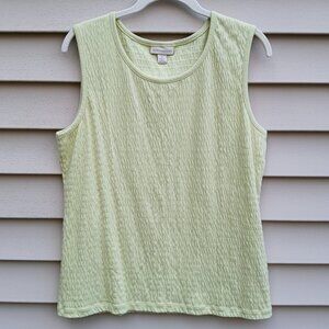 Appleseed's Women's Stretchy Smocked  Sleeveless Tank Top Cotton Blend Lemon-Lim